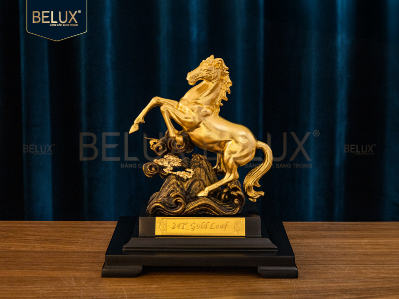 Tượng Ngựa phong thủy dát vàng 24k&nbsp;20×16.5x24cm